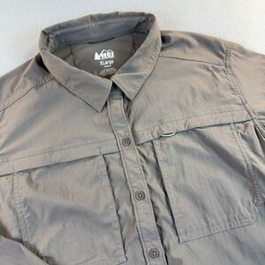 REI Co-op Sahara Button Down Shirt Womens Vented Hiking Gorpcore Gray XL